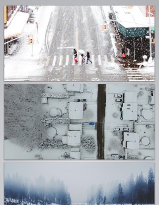 冬季雪天城市道路自然风景背景图