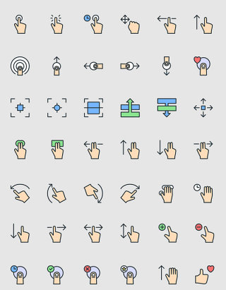 互联网科技触屏手势图标UI素材