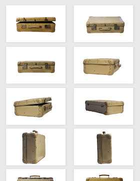 高清免抠复古老式棕色行李箱