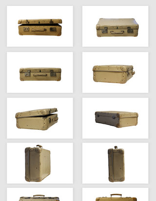 高清免抠复古老式棕色行李箱