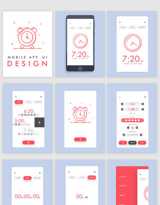 手机闹钟APP软件界面UI设计素材