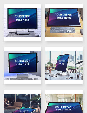电脑一体机显示屏幕贴图样机素材