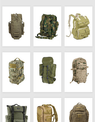 高清免抠军用旅行包背包素材