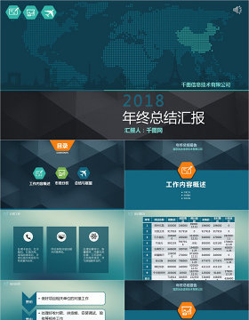 绿色商务年终总结汇报PPT模板