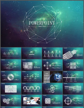 科技感星空背景动态PPT模板