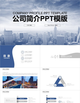 欧美简约 公司简介 企业宣传PPT模板