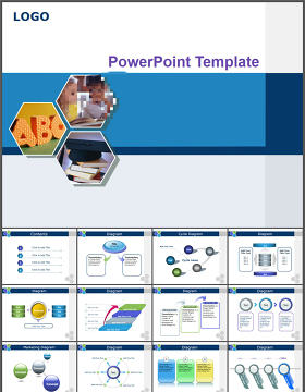 图表精美小学教育教学蓝色ppt模板