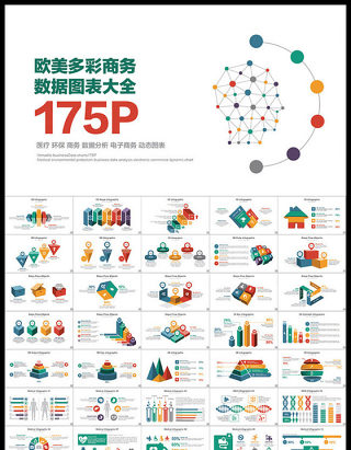 175页高端商务PPT数据图表素材模板