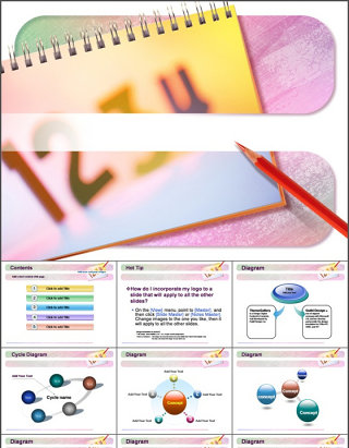 清新淡雅教育PPT模板-多彩的笔记本