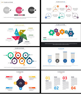扁平化多彩简约ppt信息图表