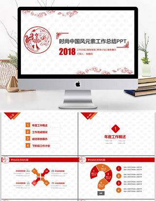 2018年红色时尚中国风动态PPT模板