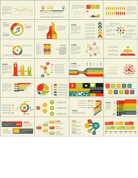 28页简约彩色扁平化PPT图表