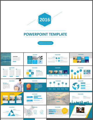 蓝色清新简约多用途PPT模板