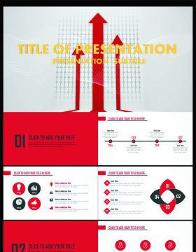向上箭头扁平化红黑经典商务ppt模板