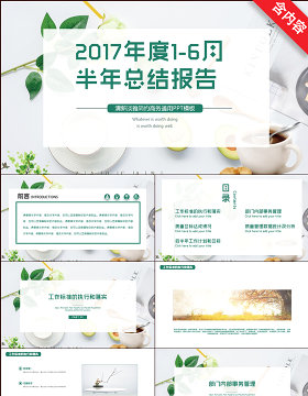 清新创意绿色2017年度1-6月半年总结报告