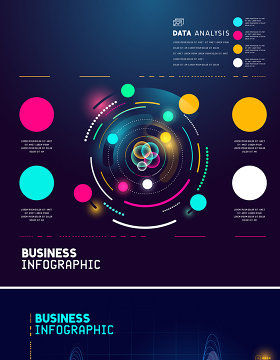 多彩炫丽信息图表矢量设计