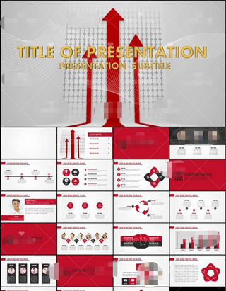 红箭头商务PPT模板下载