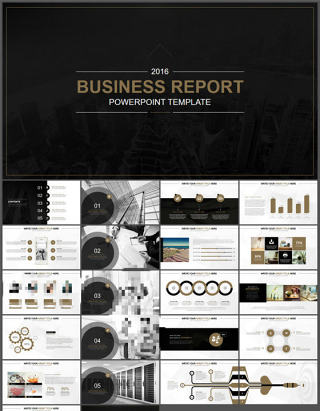 高端酷黑商务报告PPT模板