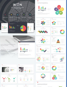 多色图形图标简约风格多用途PPT模