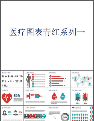 扁平化医学医疗PPT图表合集(39P)