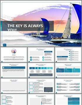 帆船出海青蓝大气企业商务汇报PPT模板