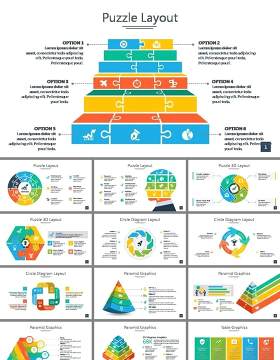 精美时尚彩色拼接风图表PPT模板