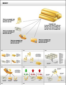 银行卡 金条 钱袋子 美元 硬币 金融理财相关ppt图表模板 (8)