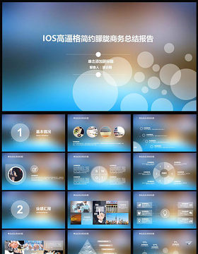 IOS高逼格简约朦胧商务总结报告PPT