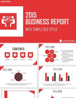 红色年终商务汇报PPT模板