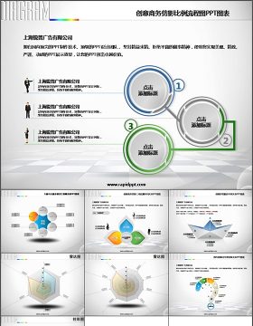 创意商务剪影比例流程图PPT图表