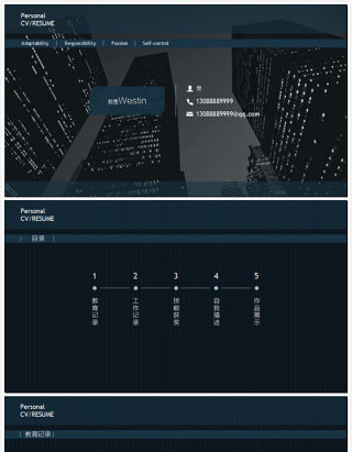 简约商务网页排版风格个人简历ppt模板