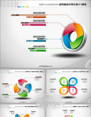 精美彩色立体ppt图表
