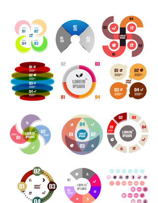 炫彩多用途PPT素材矢量信息图表