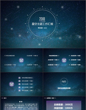 大气星空商务工作报告汇报总结PPT