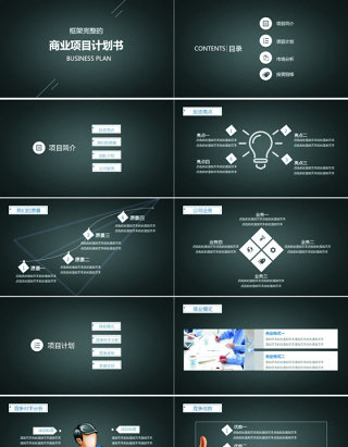 高端酷黑创业融资商业计划书PPT模板