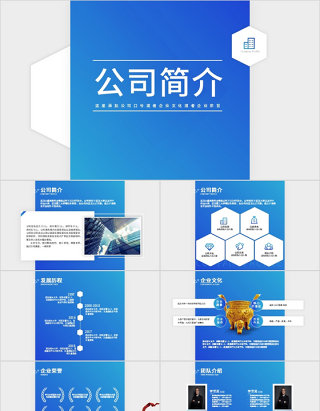 简约商务蓝色大气公司简介ppt