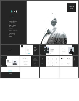 《经年之眸》黑白简约艺术创意ppt模板