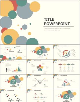 彩色气泡圆 圈 线扁平化精美工作总结ppt模板