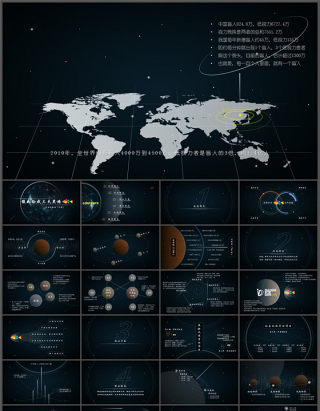 线条立体视觉大气手绘科技星空融资商业报告ppt模板