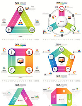 多彩时尚几何折纸信息图表矢量素材