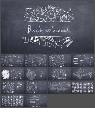 毕业季粉笔黑板手绘学校教学PPT图标(1)