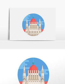 扁平城市风景俄罗斯建筑手绘元素插画