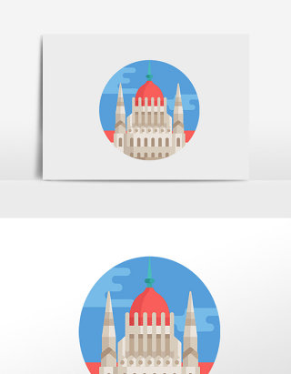 扁平城市风景俄罗斯建筑手绘元素插画