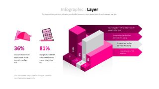 玫红色对比关系立体商务PPT图表-8