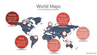 红色世界地图PPT图表-10