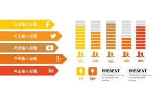 橙色系并列关系PPT图表-31