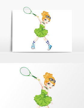 卡通风格网球运动员矢量元素