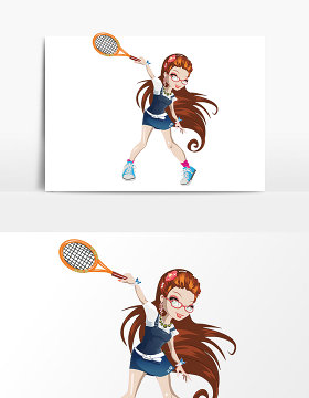 卡通风格网球运动员插画元素