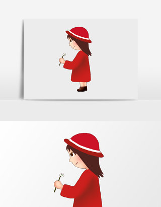 红色衣服卡通小孩帽子