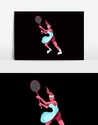 卡通手绘网球运动员